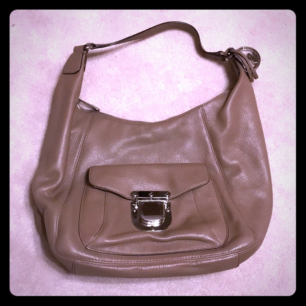 Taupe Leather Michael Kors Shoulder Bag